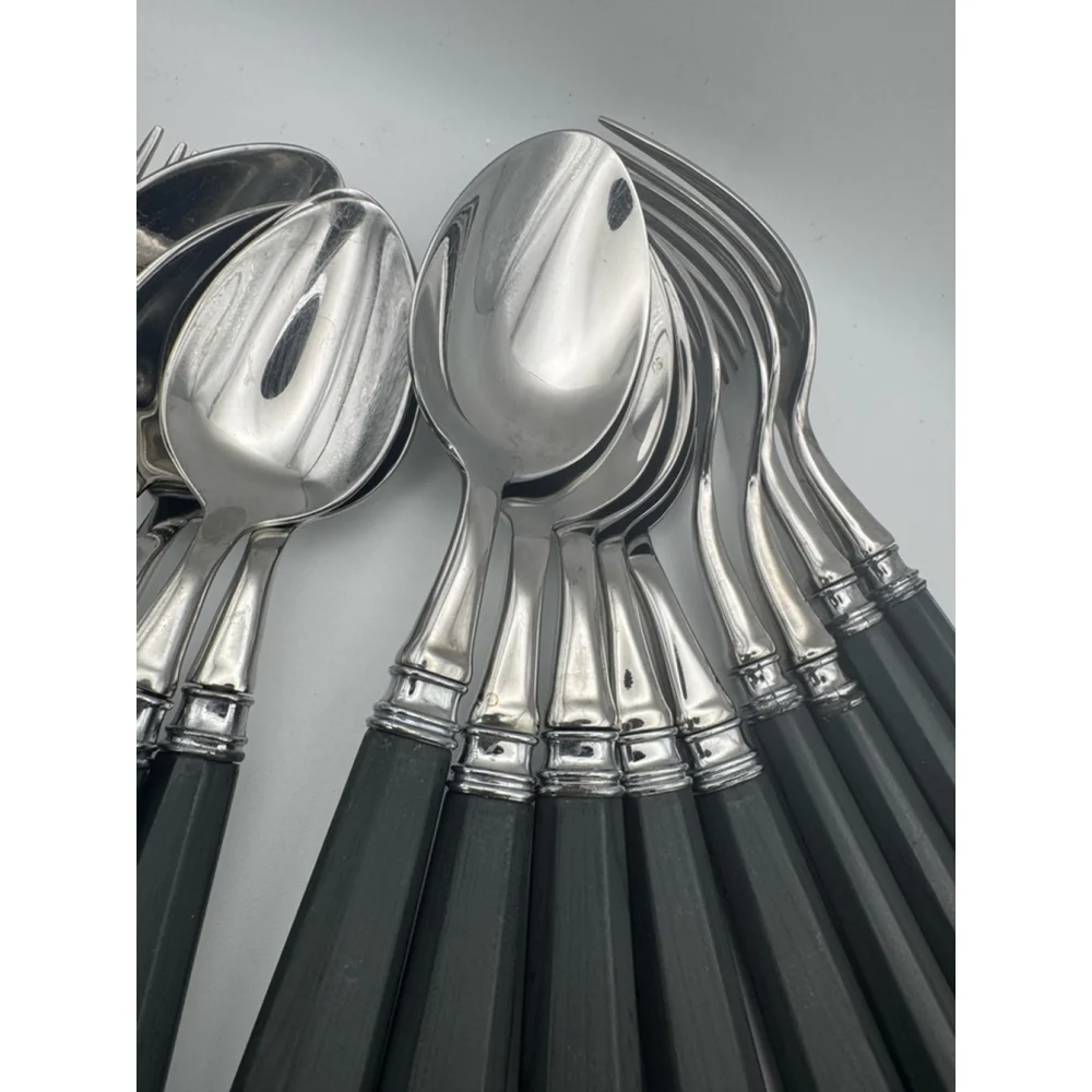 Williams Sonoma Flatware Set Silver Black 17 pcs.
